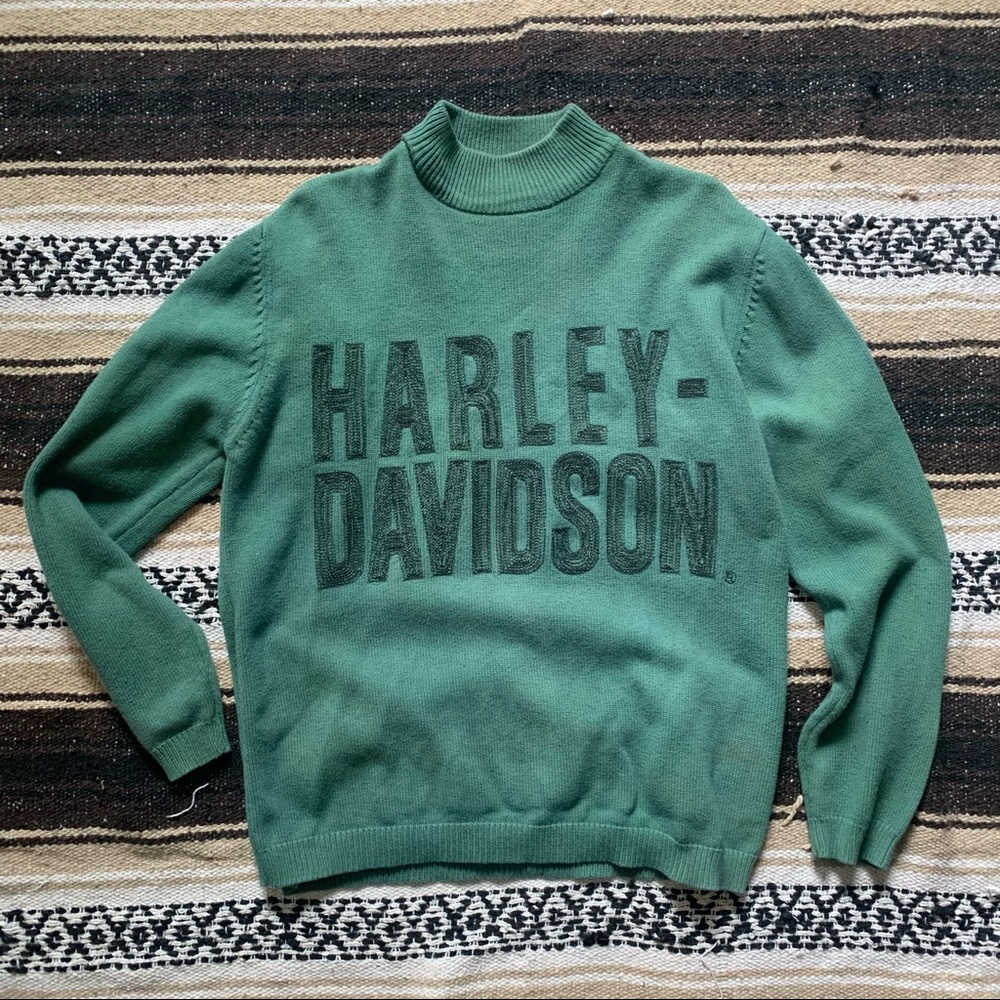 Green Harley Davidson sweater - Picture 3 of 3